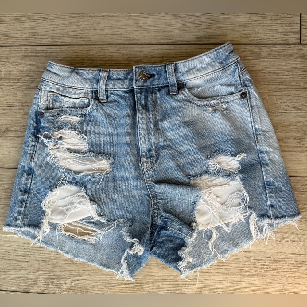 American Eagle Outfitters Distressed Light Blue Denim Cutoff Shorts